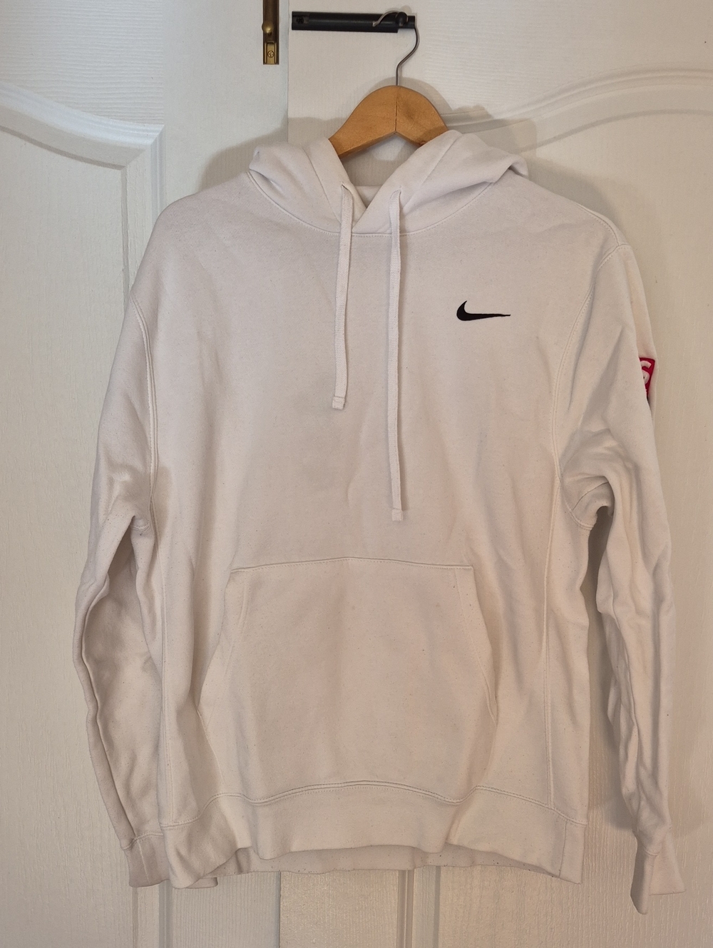 Nike White Pullover Hoodie with Black Swoosh